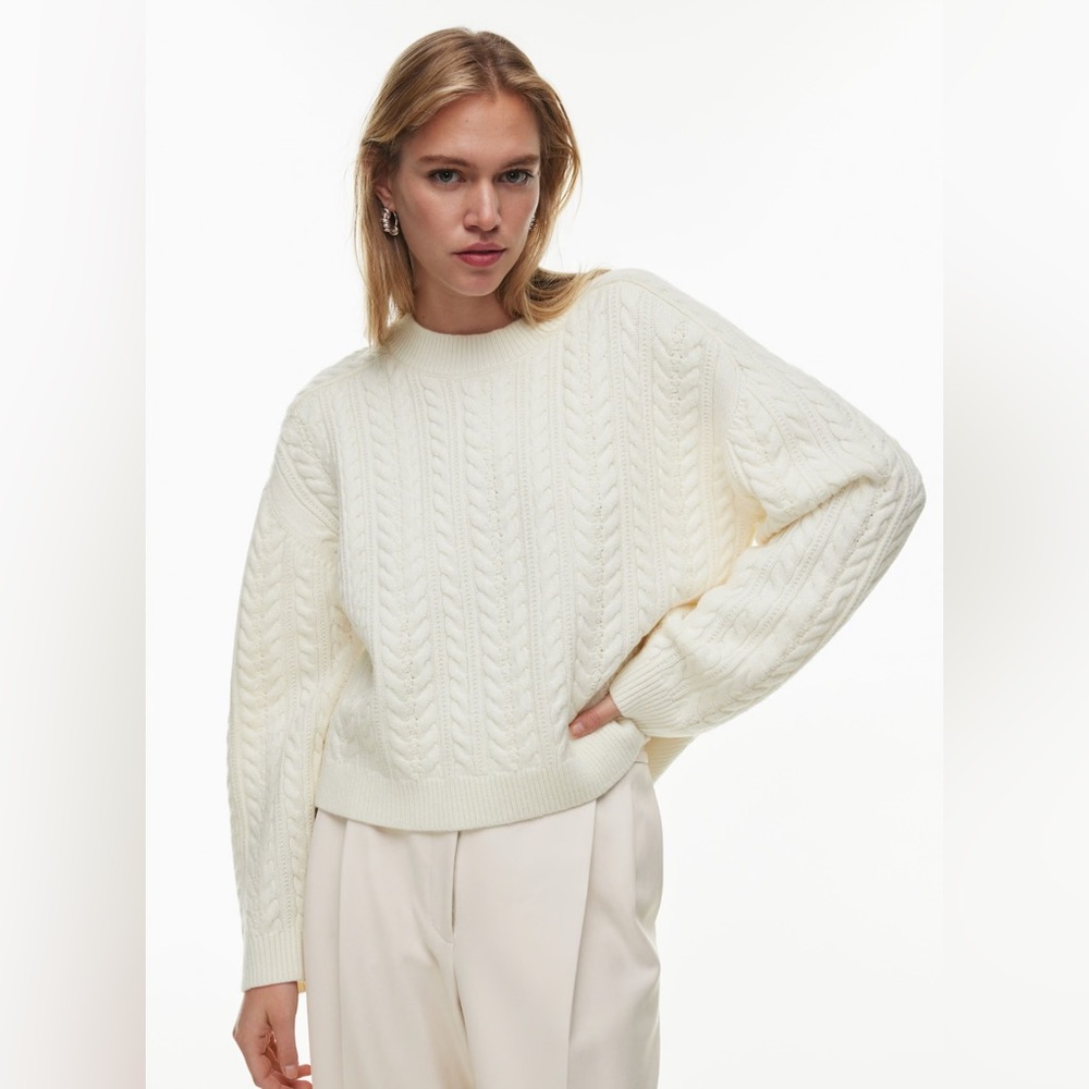 Aritzia The Group Shores Merino Wool Sweater in Vintage White